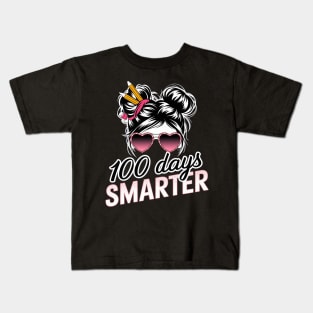 100 Days Smarter Bun 100th Day School Teacher Girls Kids Kids T-Shirt